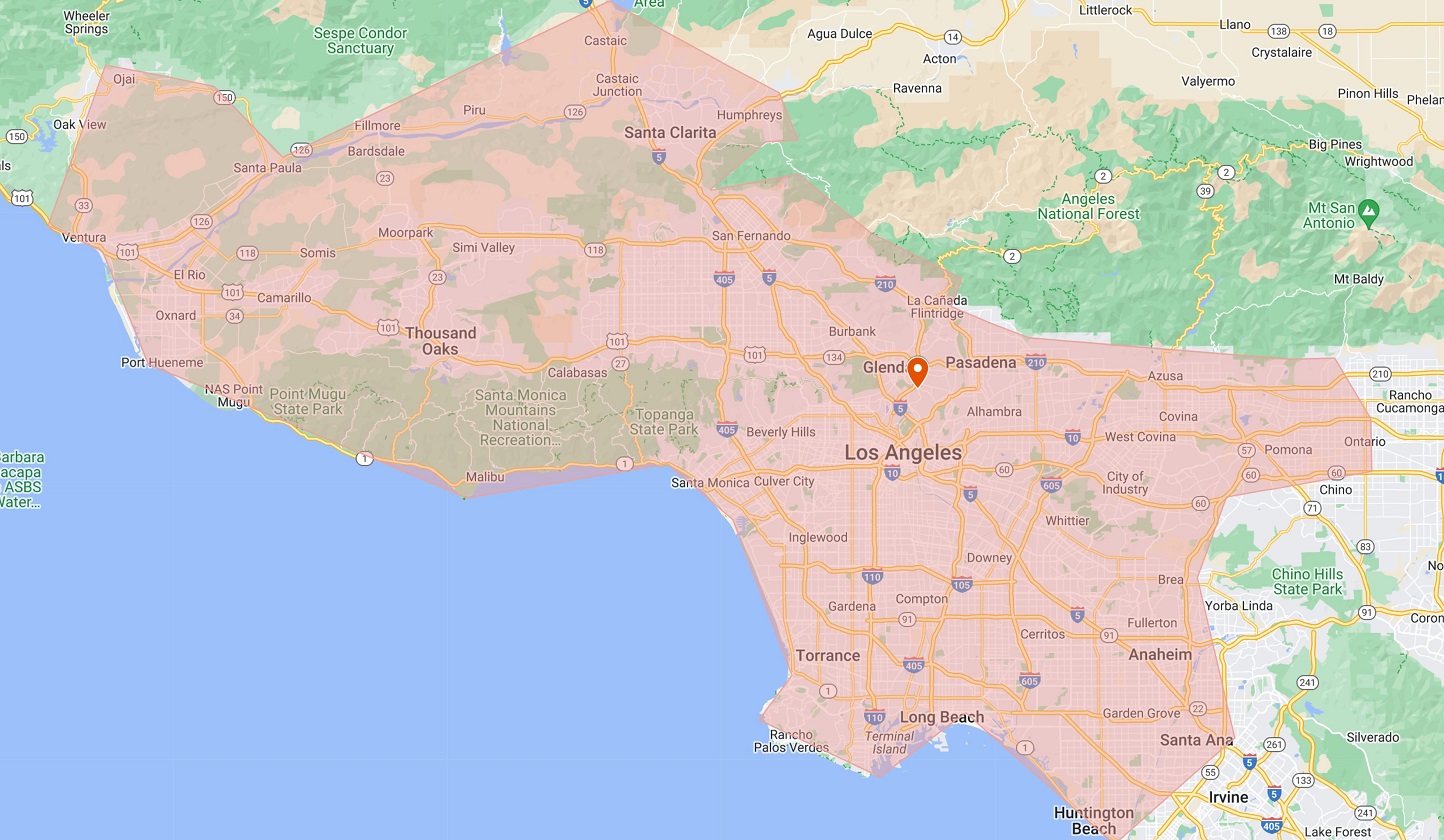 Greater Los Angeles is our Service Area